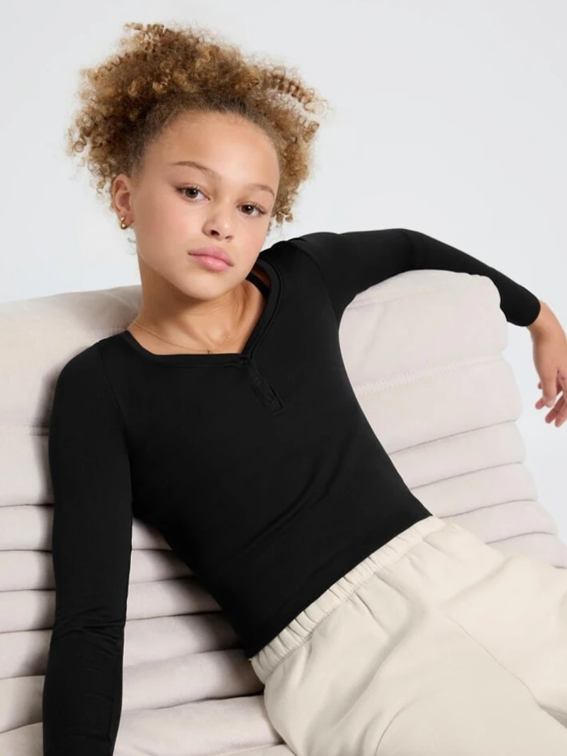 Athleta Girl Rise Above Rib Henley Top