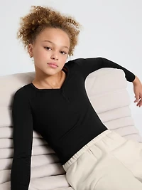 Athleta Girl Rise Above Rib Henley Top