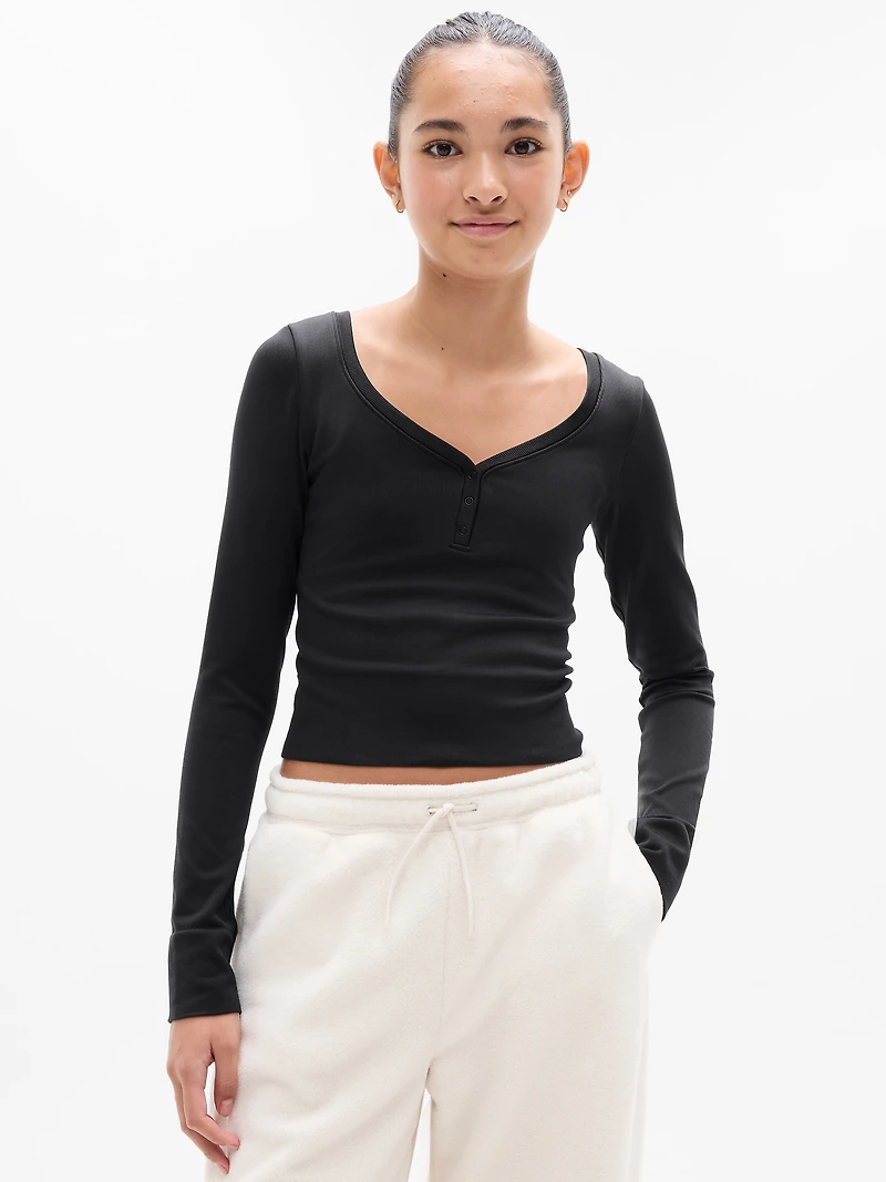 Athleta Girl Rise Above Rib Henley Top