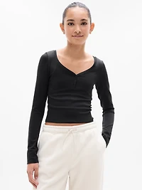 Athleta Girl Rise Above Rib Henley Top