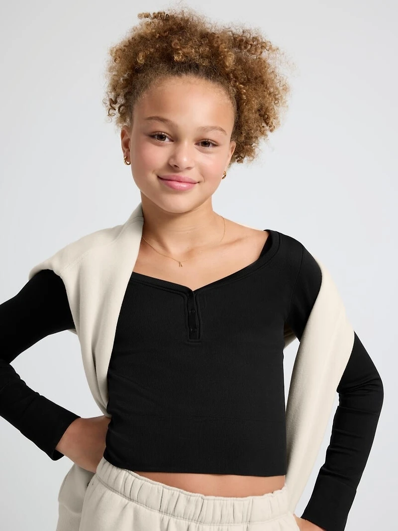 Athleta Girl Rise Above Rib Henley Top