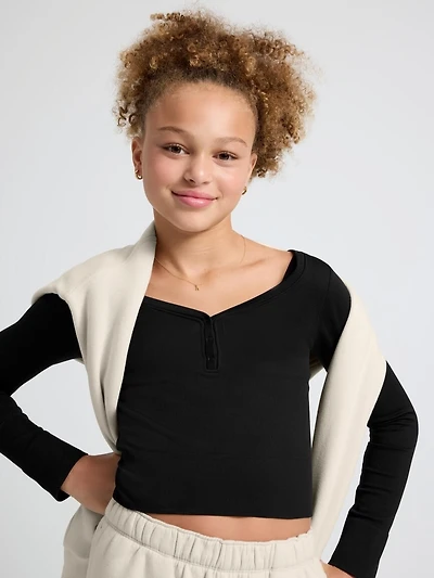 Athleta Girl Rise Above Rib Henley Top