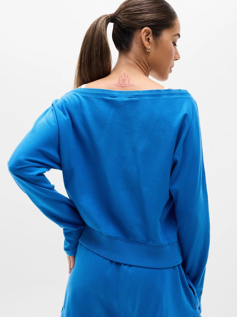 Airy Cotton Terry Boat Neck Sweatshirt