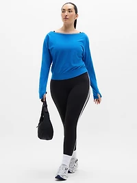 Airy Cotton Terry Boat Neck Sweatshirt