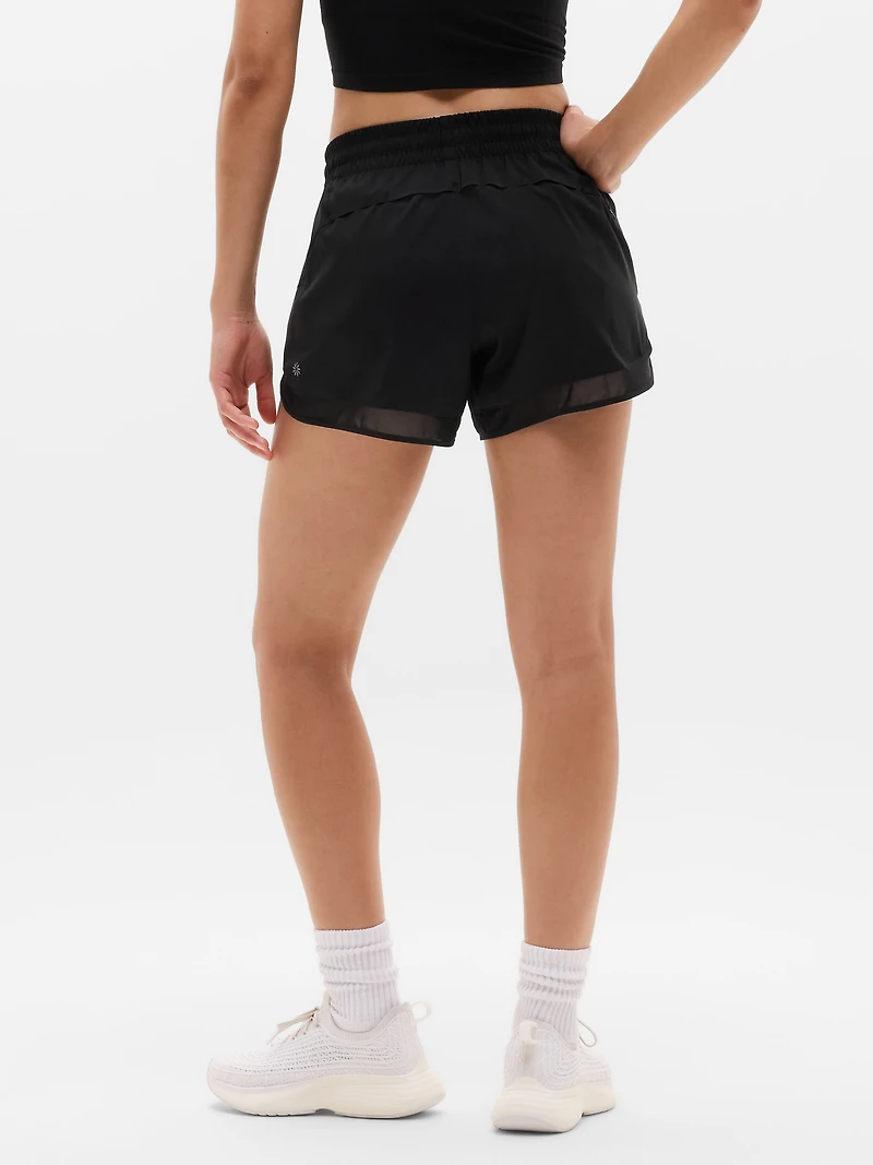 Mesh Racer Run Mid Rise 4" Short