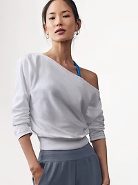 Airy Cotton Terry Boat Neck Sweatshirt