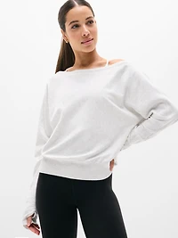 Airy Cotton Terry Boat Neck Sweatshirt