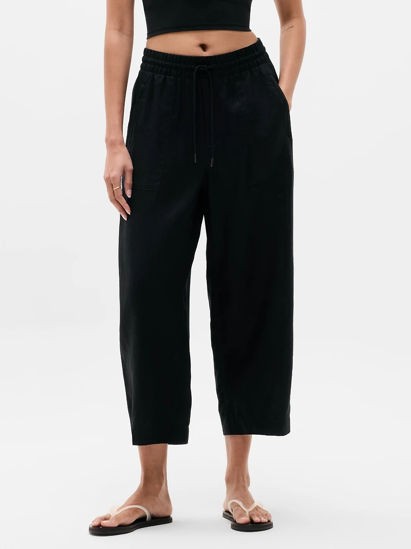 Retreat Linen Easy Barrel Crop Pant