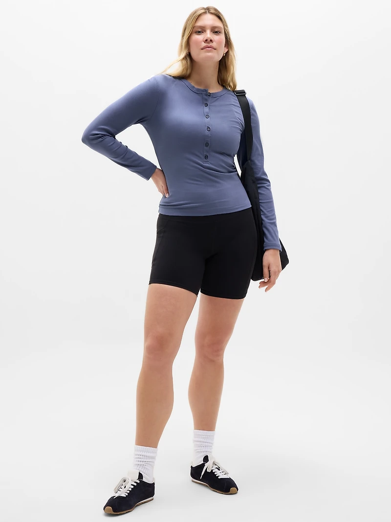 Signature Rib Long Sleeve Henley Top