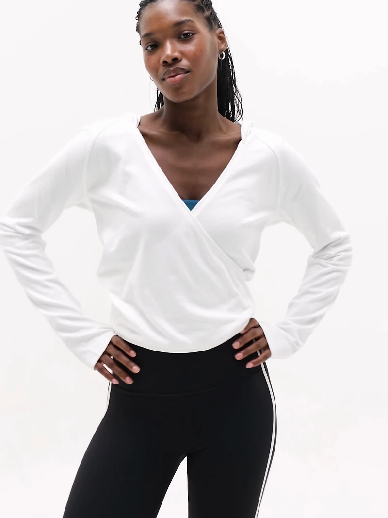 Airy Cotton Terry Wrap Hoodie