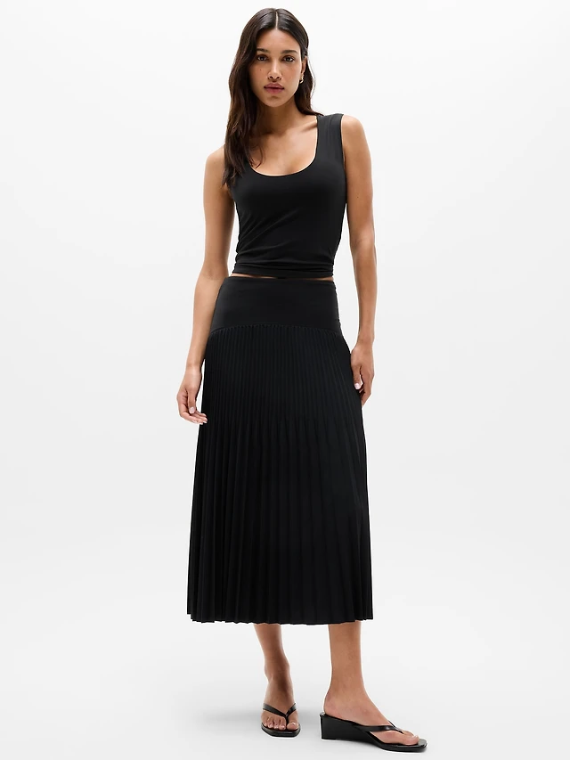 Featherweight Plissé Midi Skirt