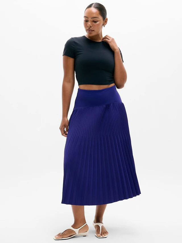 Featherweight Plissé Midi Skirt
