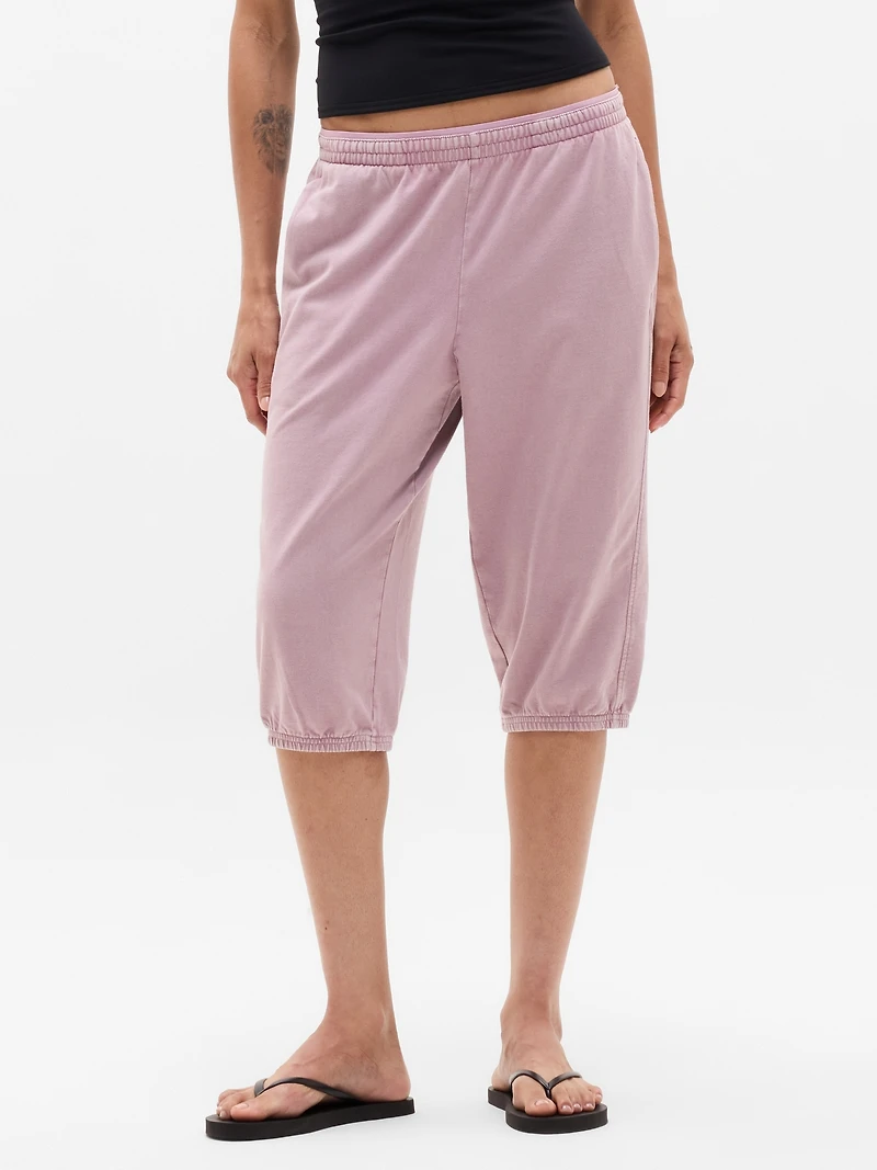 Airy Cotton Terry Snow Wash Capri
