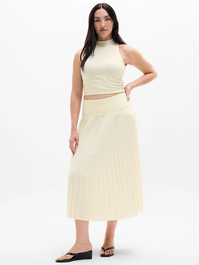 Featherweight Plissé Midi Skirt