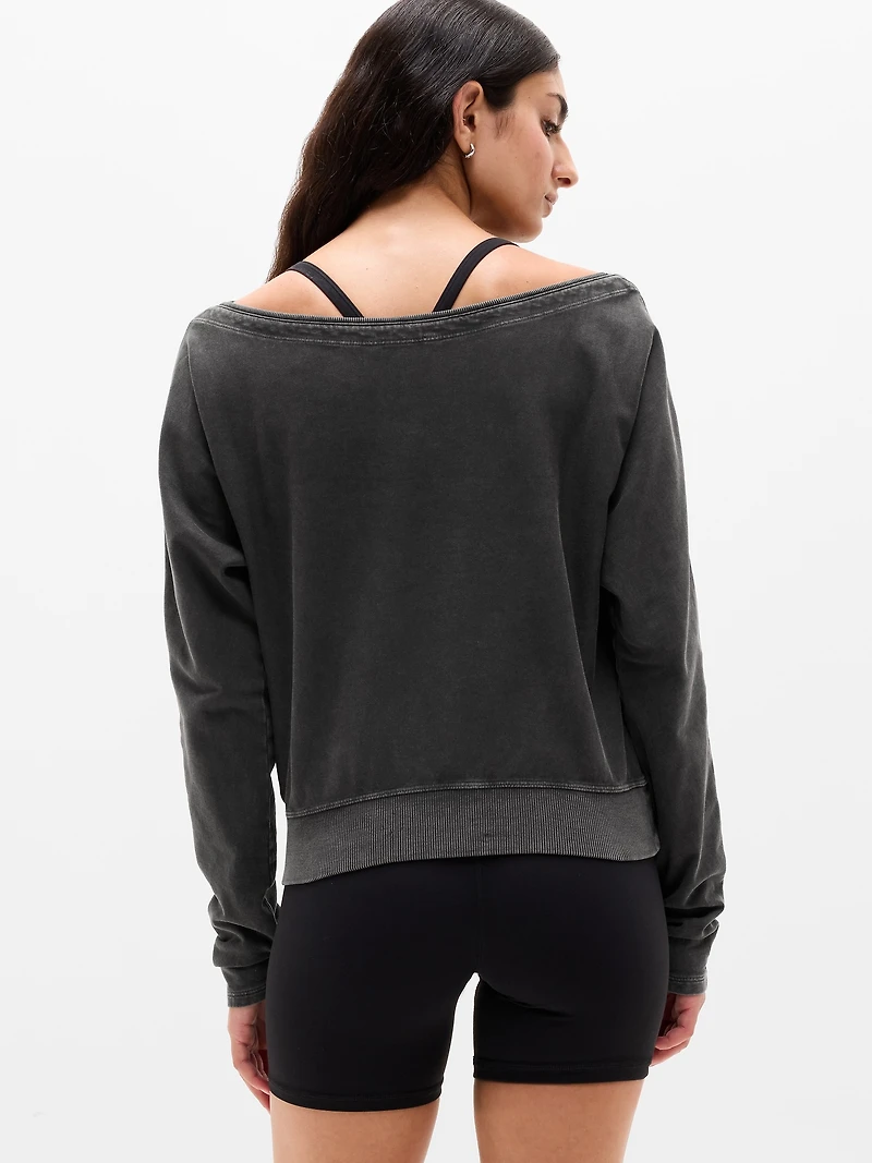 Airy Cotton Terry Snow Wash Boat Neck Sweatshirt