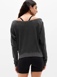 Airy Cotton Terry Snow Wash Boat Neck Sweatshirt