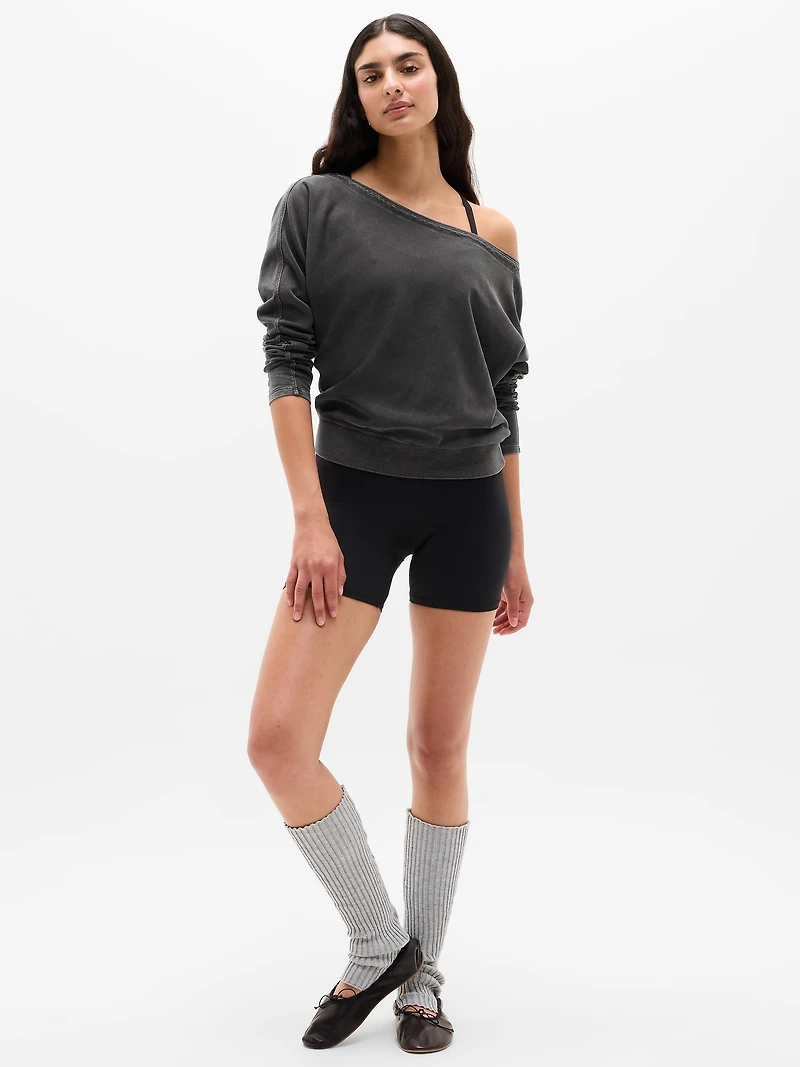 Airy Cotton Terry Snow Wash Boat Neck Sweatshirt
