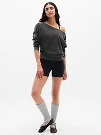 Airy Cotton Terry Snow Wash Boat Neck Sweatshirt