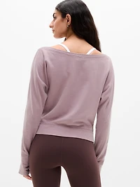 Airy Cotton Terry Snow Wash Boat Neck Sweatshirt