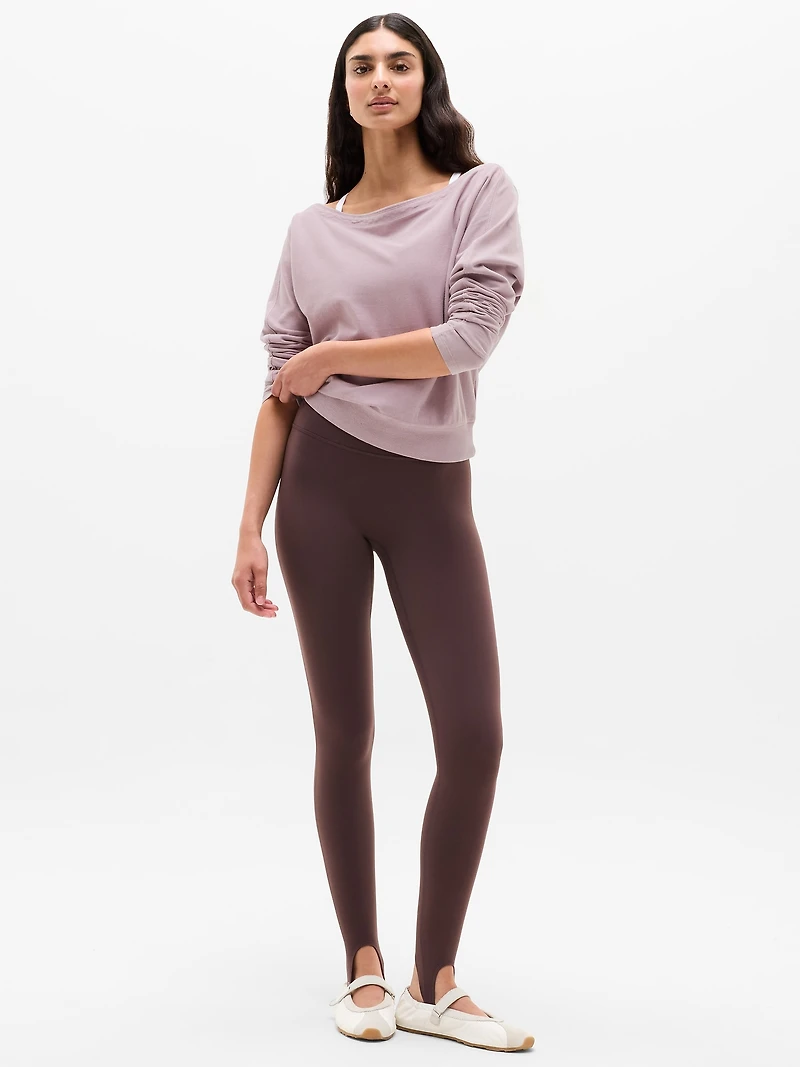 Airy Cotton Terry Snow Wash Boat Neck Sweatshirt