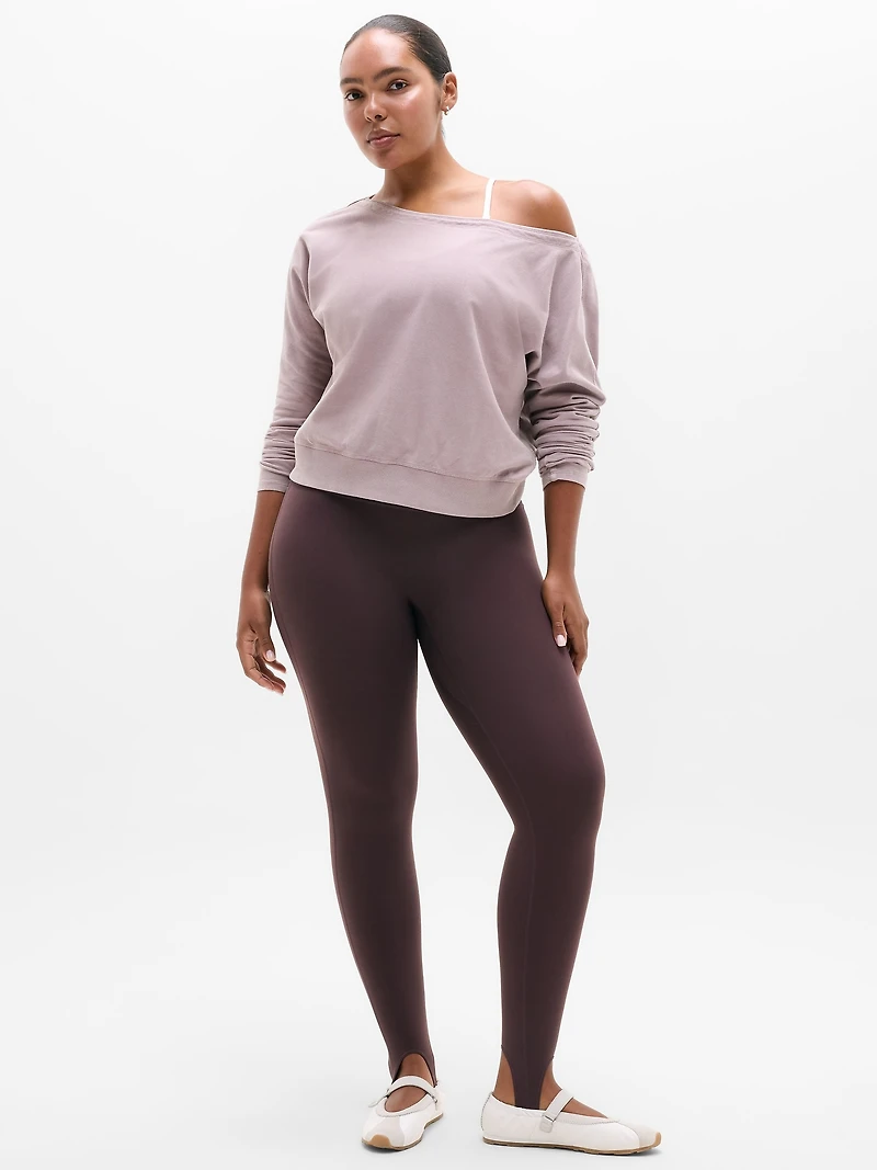 Airy Cotton Terry Snow Wash Boat Neck Sweatshirt
