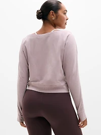 Airy Cotton Terry Snow Wash Boat Neck Sweatshirt