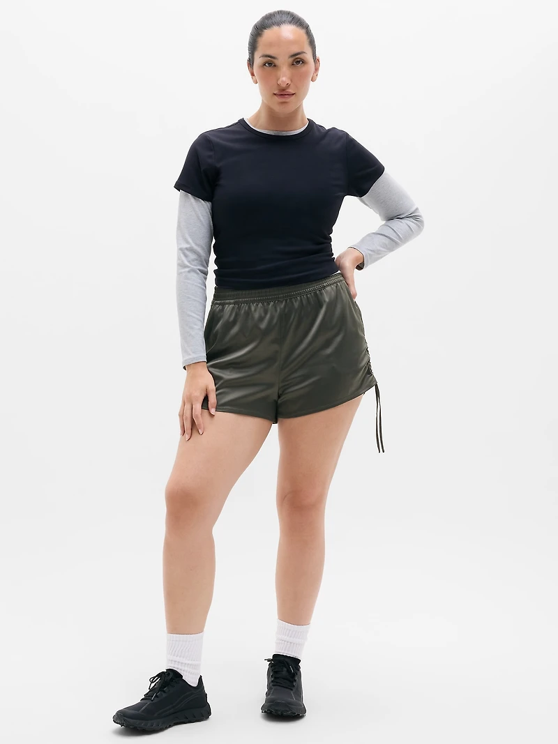 Featherweight Satin Ruched Run Short