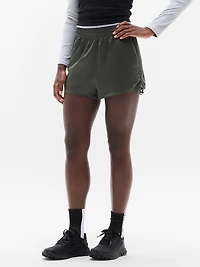 Featherweight Satin Ruched Run Short