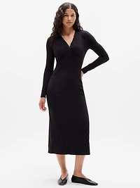 Signature Rib Long Sleeve Maxi Dress