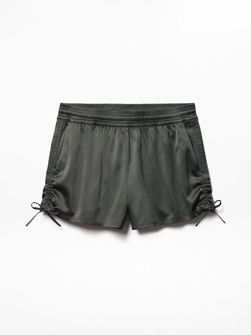 Featherweight Satin Ruched Run Short