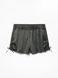 Featherweight Satin Ruched Run Short