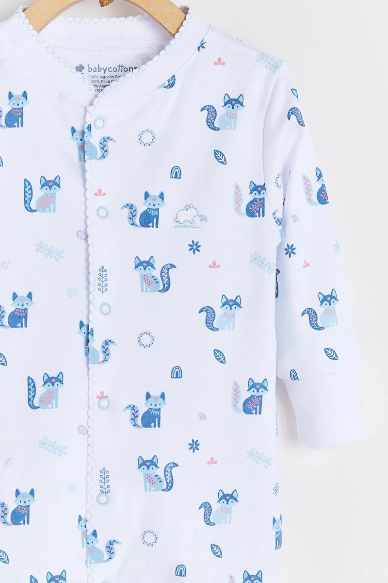 Foxie Footed Front-Snap Pajama