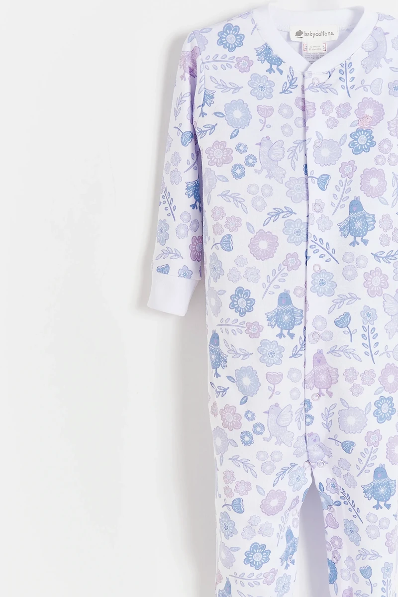 Big Bloom Front-Snap Snug Fit Footie
