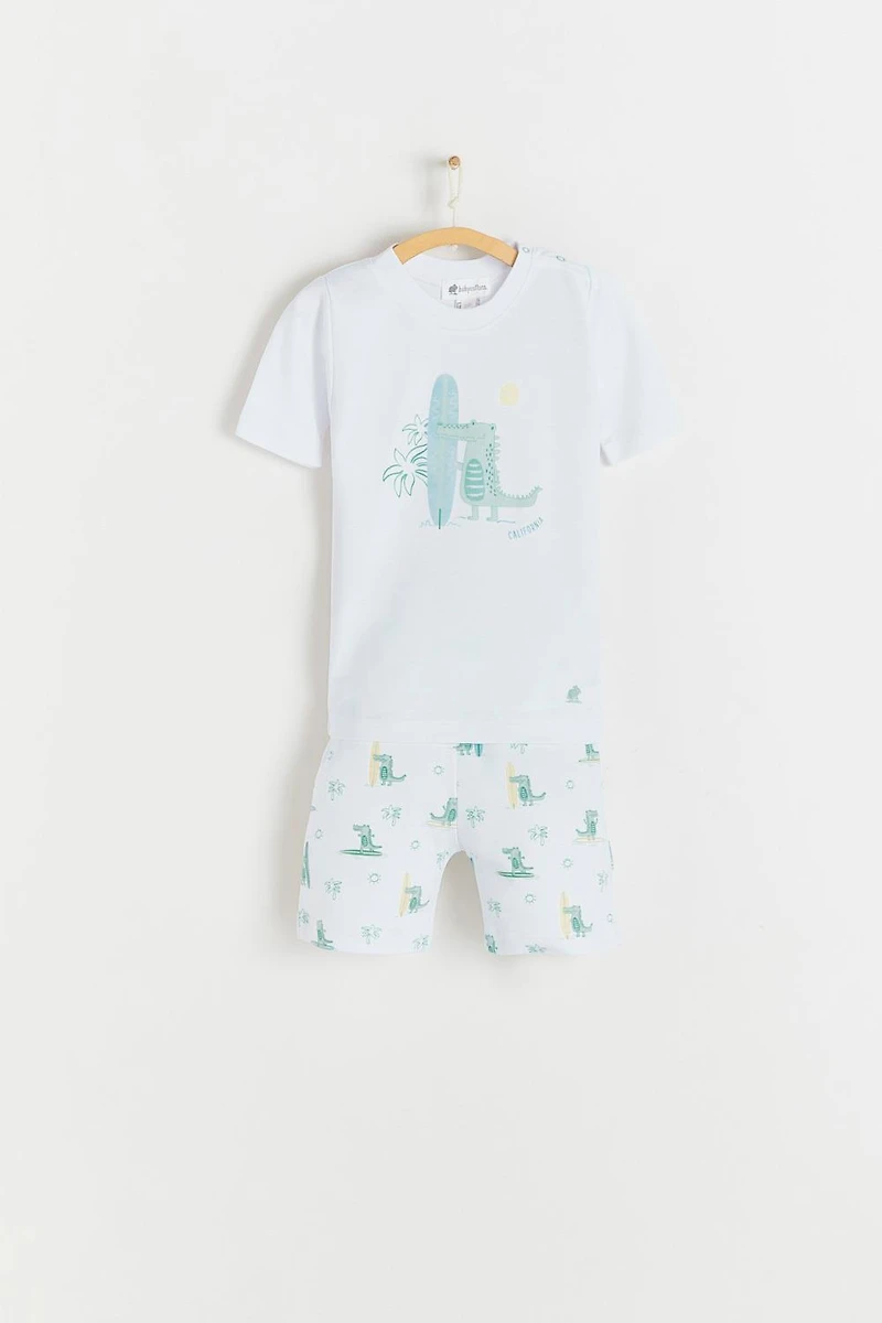 Crocodile Snug Fit Short Sleeves and Pajama Set