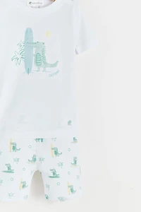 Crocodile Snug Fit Short Sleeves and Pajama Set