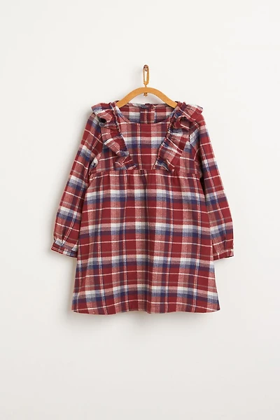 Plaid Ruffled Shirt Dress
