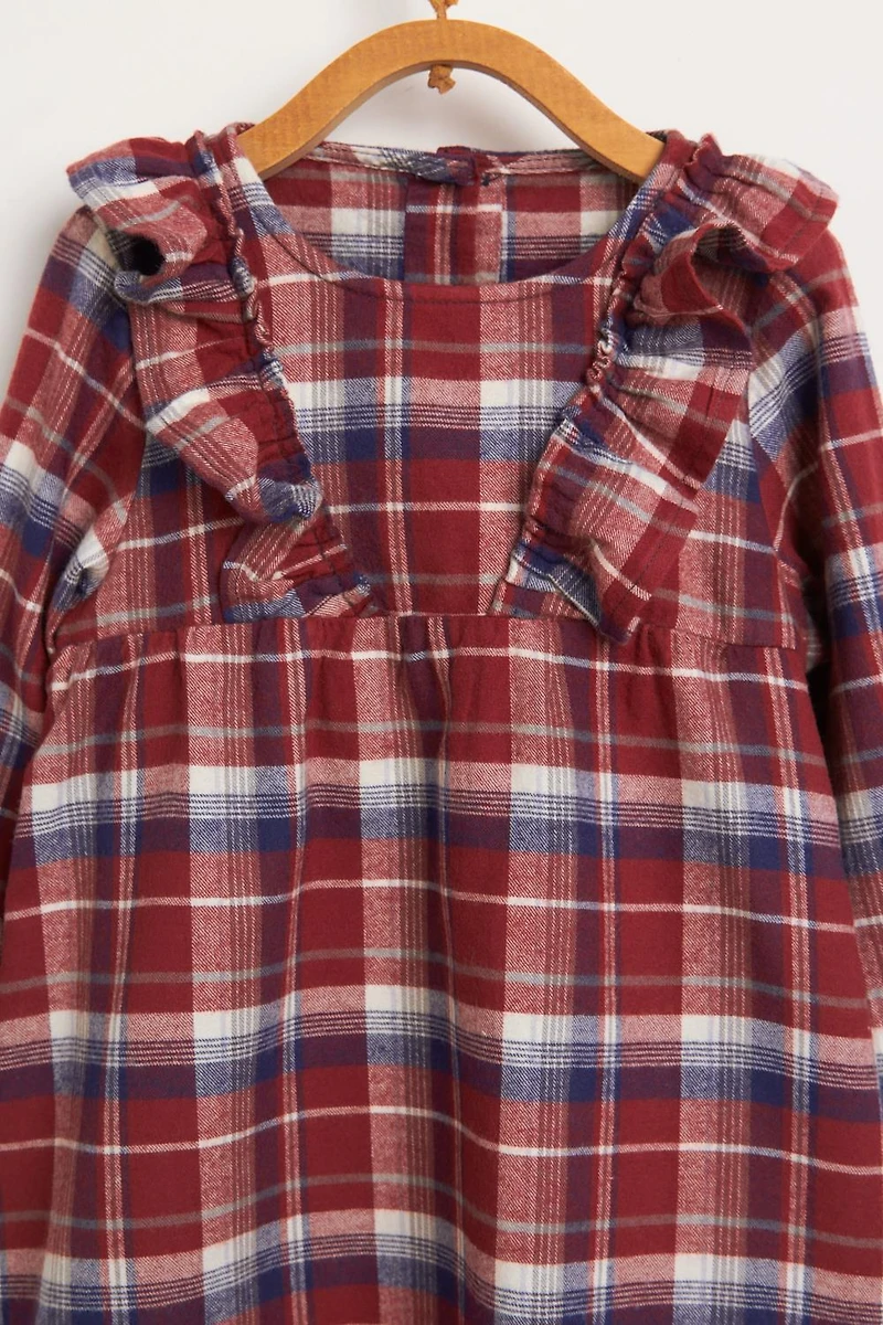 Plaid Ruffled Shirt Dress