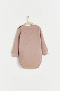 Waffle Round Neck Long Sleeve Bodysuit