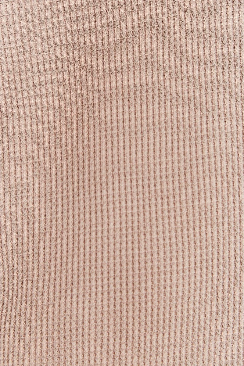 Waffle Round Neck Long Sleeve Bodysuit