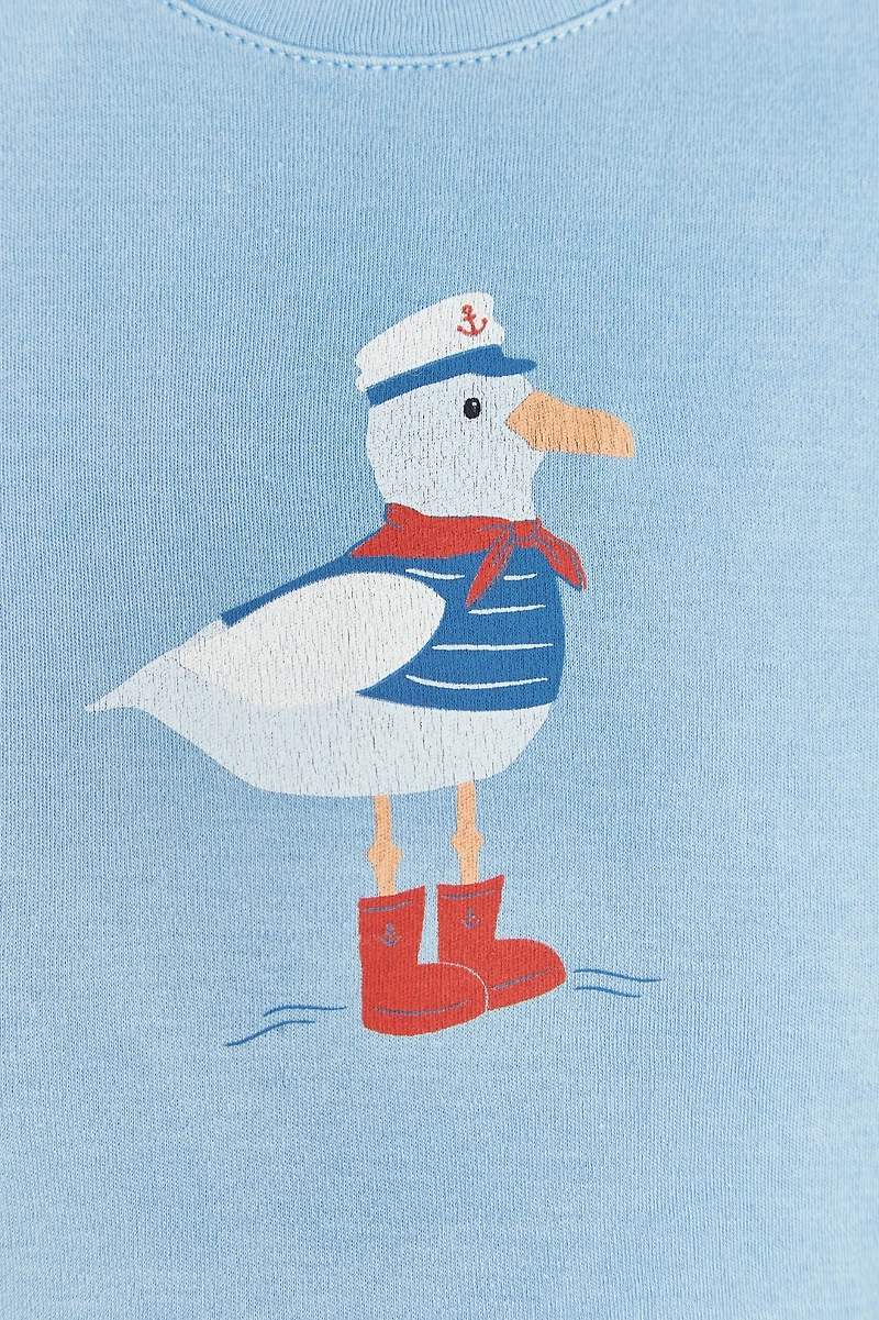 Seagull Print Short Sleeve Bodysuit