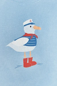 Seagull Print Short Sleeve Bodysuit