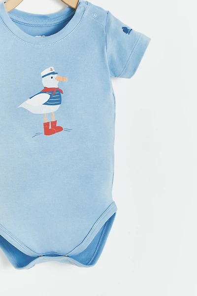 Seagull Print Short Sleeve Bodysuit