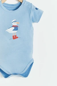 Seagull Print Short Sleeve Bodysuit