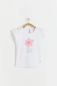 Flower Print Flutter Short Sleeve Top