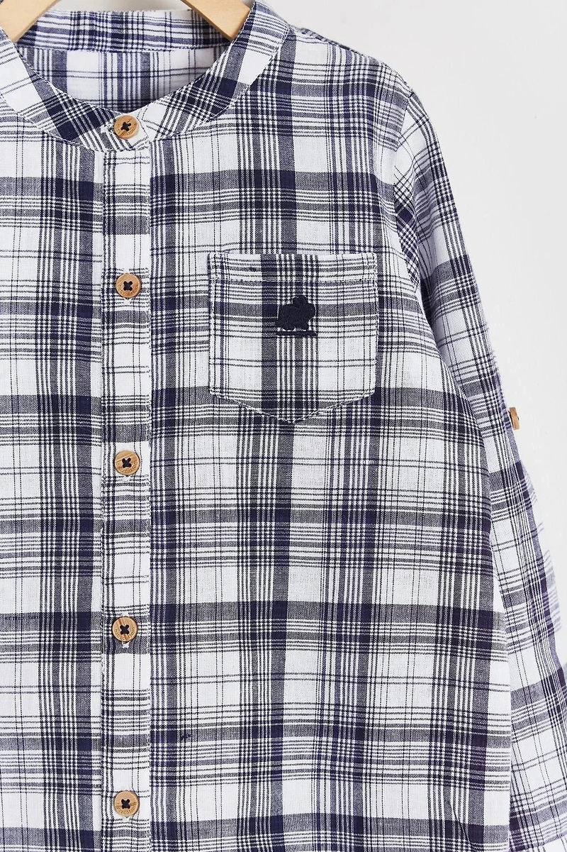 Linen Mandarin Collar Shirt