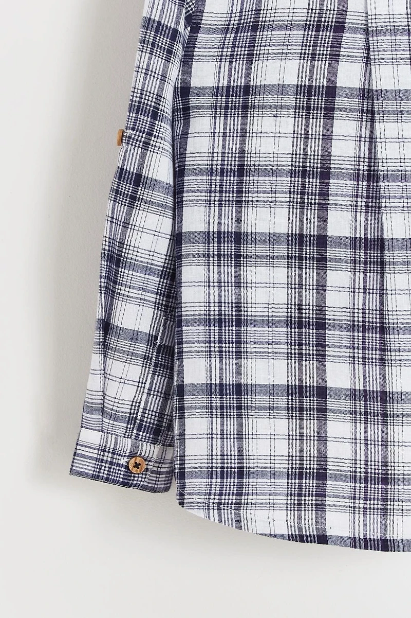 Linen Mandarin Collar Shirt