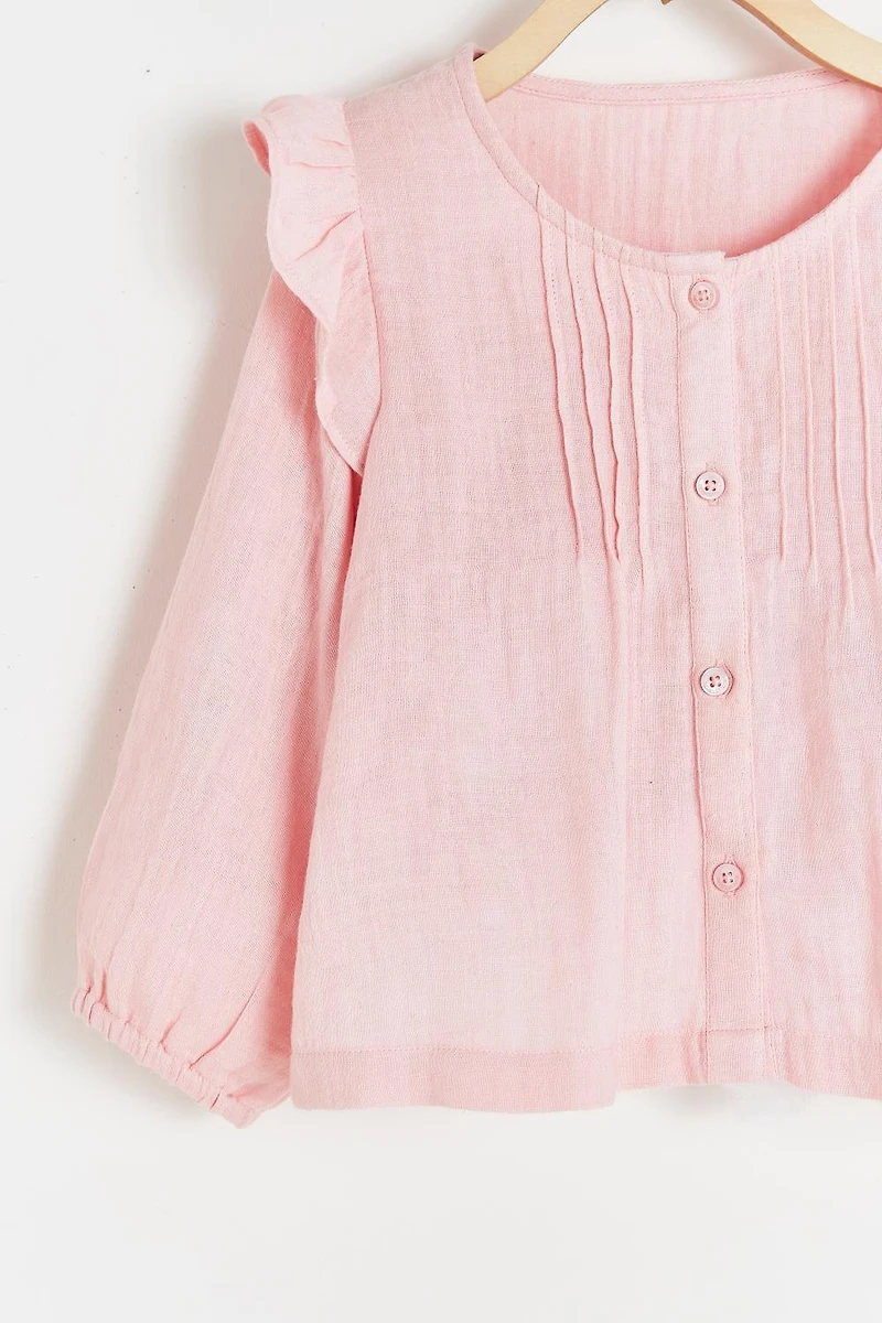 Purple Ruffle Long Sleeve Blouse