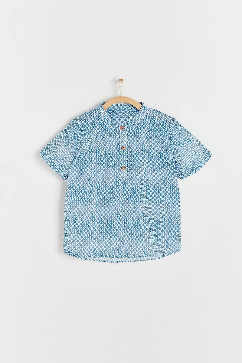 Afrika Mandarin Collar Short Sleeve Shirt