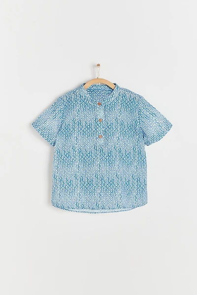 Afrika Mandarin Collar Short Sleeve Shirt