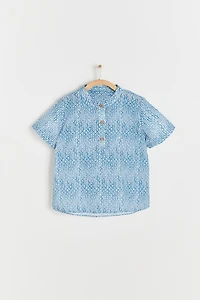 Afrika Mandarin Collar Short Sleeve Shirt